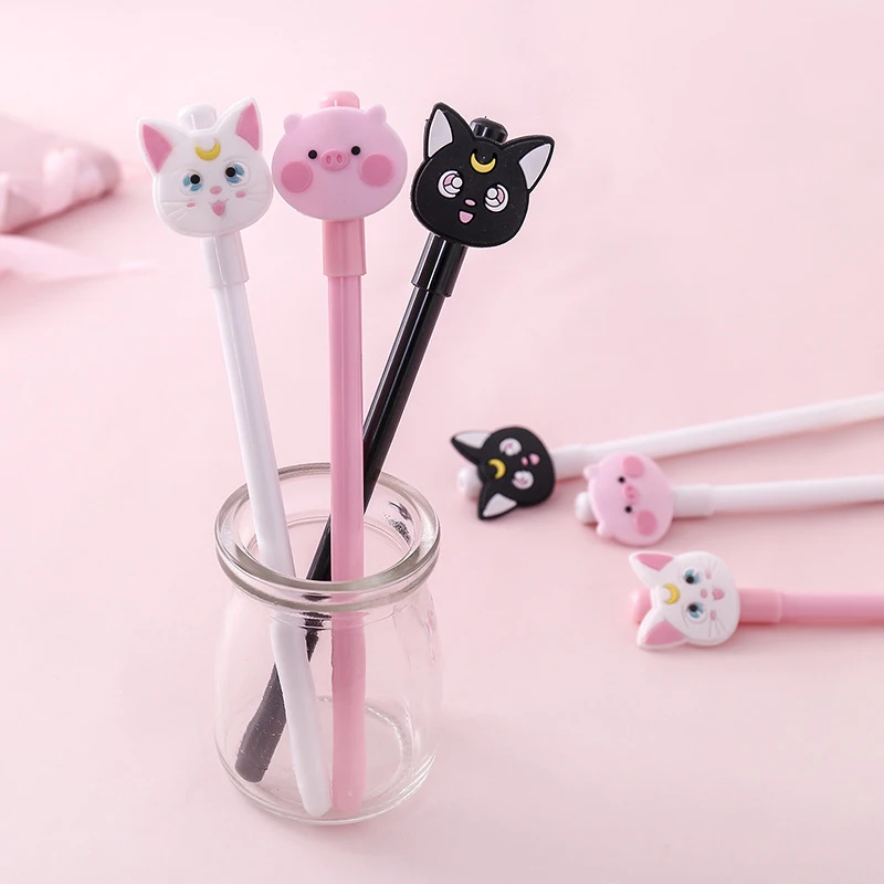 

6Pcs Cute Cat Pig Pens 0.5mm Novelty Gel Pens Kawaii Neutral Pens For Kids Girls Gift School Office Supplies Korean Stationery