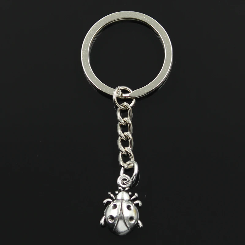 

Fashion 30mm Key Ring Metal Key Chain Keychain Jewelry Antique Silver Plated ladybug bug 19x13mm Pendant