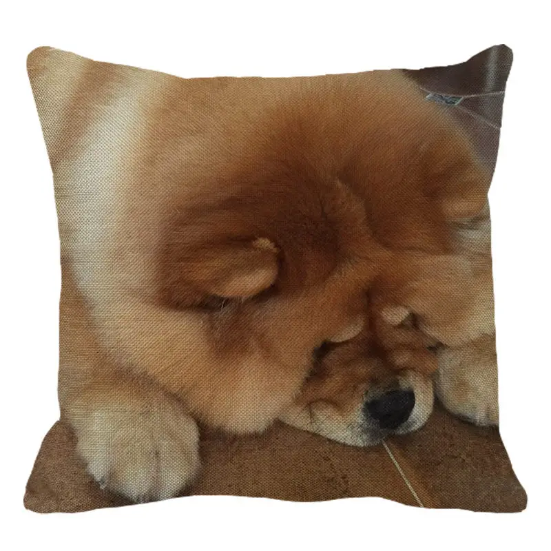 XUNYU Cute Pet Yellow Chow Chow Dog Cushion Cover Square Cushion Covers Home Decor Throw Pillowcases Linen Pillowcase B0053