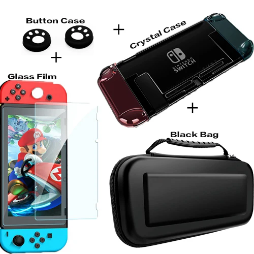 Жесткий защитный чехол из поликарбоната для kingd Switch NS NX чехол прозрачный Кристальный корпус консоль контроллер аксессуары с подставкой Чехол s - Цвет: Kit 2