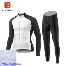 Зимний флисовый комплект для велоспорта, Мужская велосипедная футболка с длинным рукавом, велосипедная одежда, Roupa ciclismo Traje de ciclismo para homdre