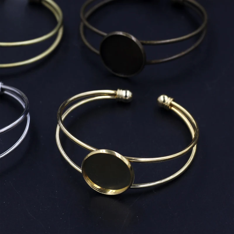 

DIY 25mm Jewelry Marking Unique Blanks Finding Bangles Base Handmade 7 Colors Open High Quality 1PC Tray Bezel SettingCabochon