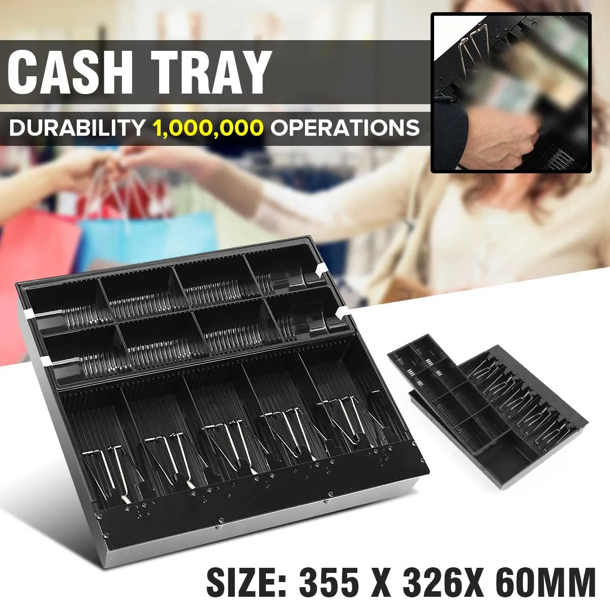 

5 Bills/8Coins Money Cash Coin Register Insert Tray Replacement Cashier Drawer Storage Cash Register Tray Box Classify Store