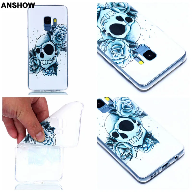 Skull Flower Soft TPU For Iphone XR XS MAX X 8 7 6 6s 5 Galaxy S9 Plus Case Eiffel Tower Cat Wolf Flamingos Lace Cover |