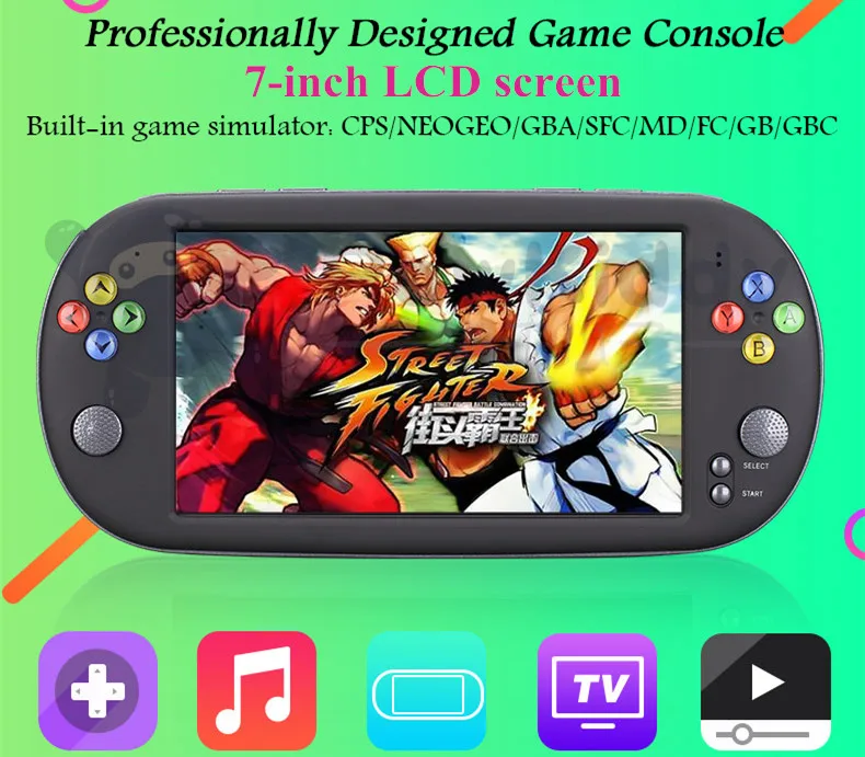 

7 " handheld game console playerLCD screen 8G TV output video playback support downloading games music e-books taking photos