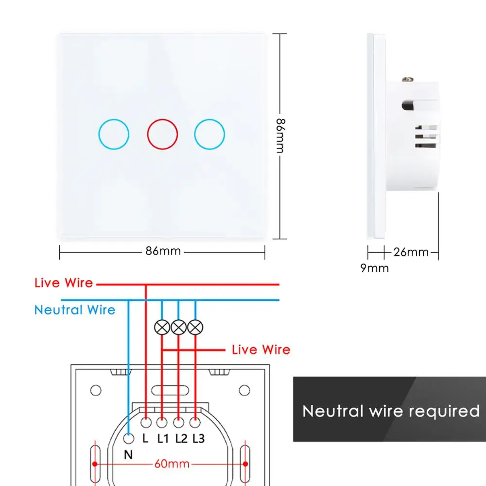 Умный выключатель с Wi Fi сенсорный света App/433 RF/Голосовое управление Alexa Google Home 1 2 3