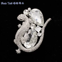 Fashion 2014 New Design Black Lizard Rhinestone Pin Crystal Animal Brooches for Women Dress 6520
