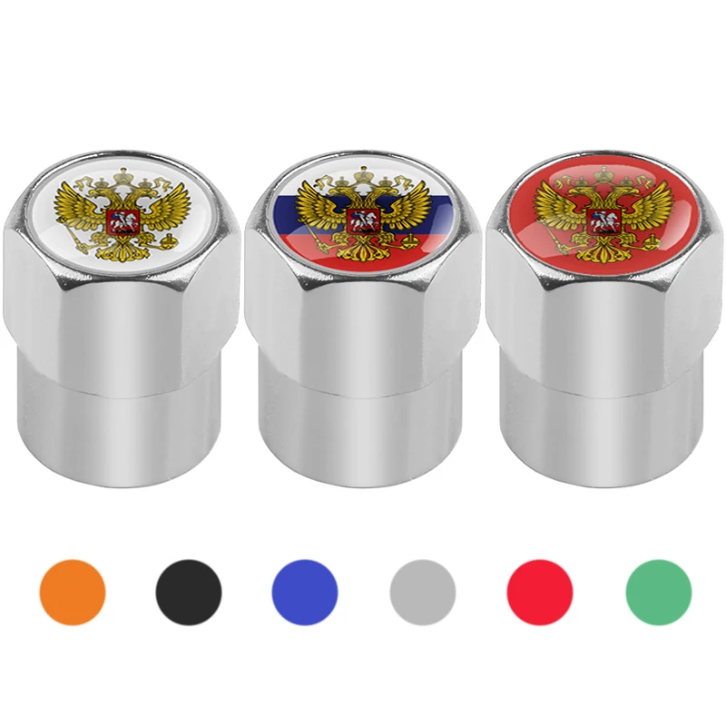 4pcs//Set Case for Lada Niva Kalina Priora Granta Uaz Car Wheel Tires Valves Aluminum Tyre Stem Air Caps Russian National Emblem 1