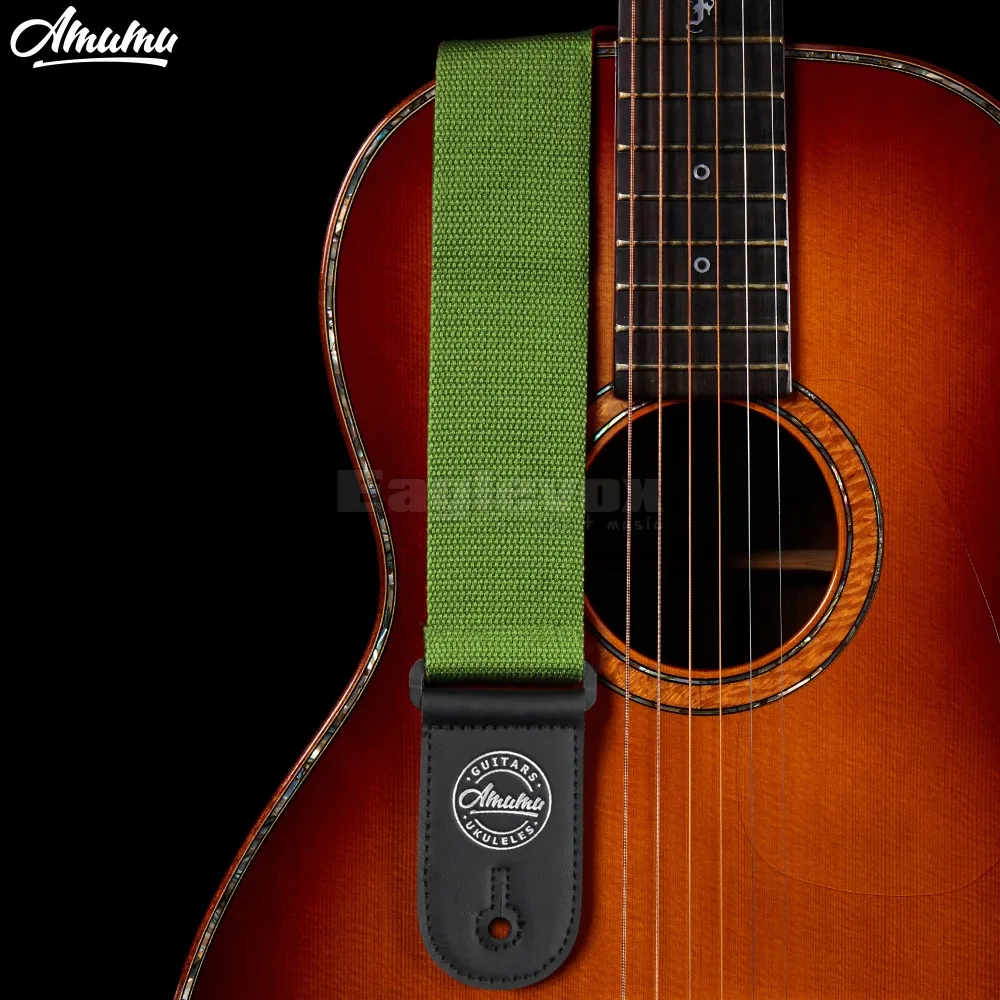 Amumu Green Cotton Guitar Strap for For Acoustic Electric Guitar and