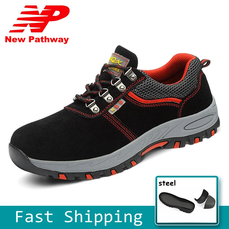 

Men's Breathable Work Safety Shoes Steel Toe Cap Anti-slip Puncture Proof Construction Safety Work Boots Shoes MS118