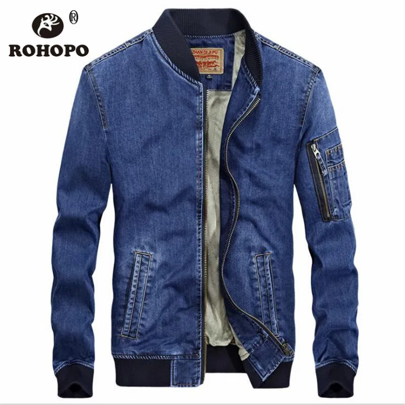 

Winter Fleece Denim Bomber Jacket Male Vintage Retro Baseball Fashion Man Outwear Coat Winter Warm Denim Military Street Wear