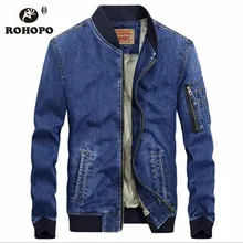 Winter Fleece Denim Bomber Jacket Male Vintage Retro Baseball Fashion Man Outwear Coat Winter Warm Denim Military Street Wear