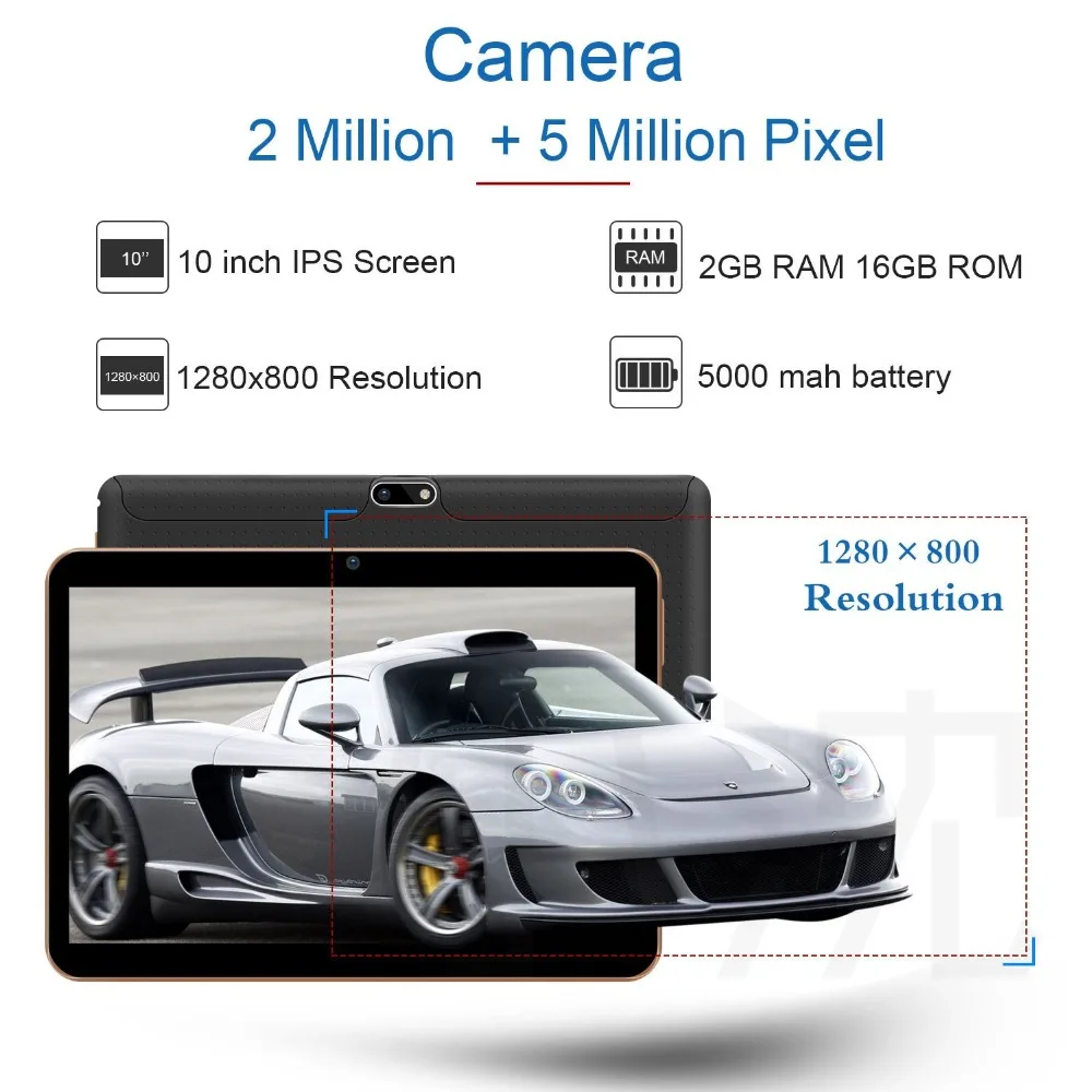  ZONNYOU tablet 10.1 inch Quad Core Android 7.0 3G WCDMA smartphone Tablets16G ROM 1280*800 IPS WIFI