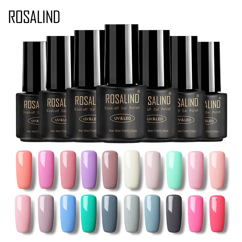 

ROSALIND Gel Lacquer 7ml Pure Colors Nail Gel Polish UV Nail Art Semi Vernis Permanent Hybrid Gel Varnishes Set For Manicure