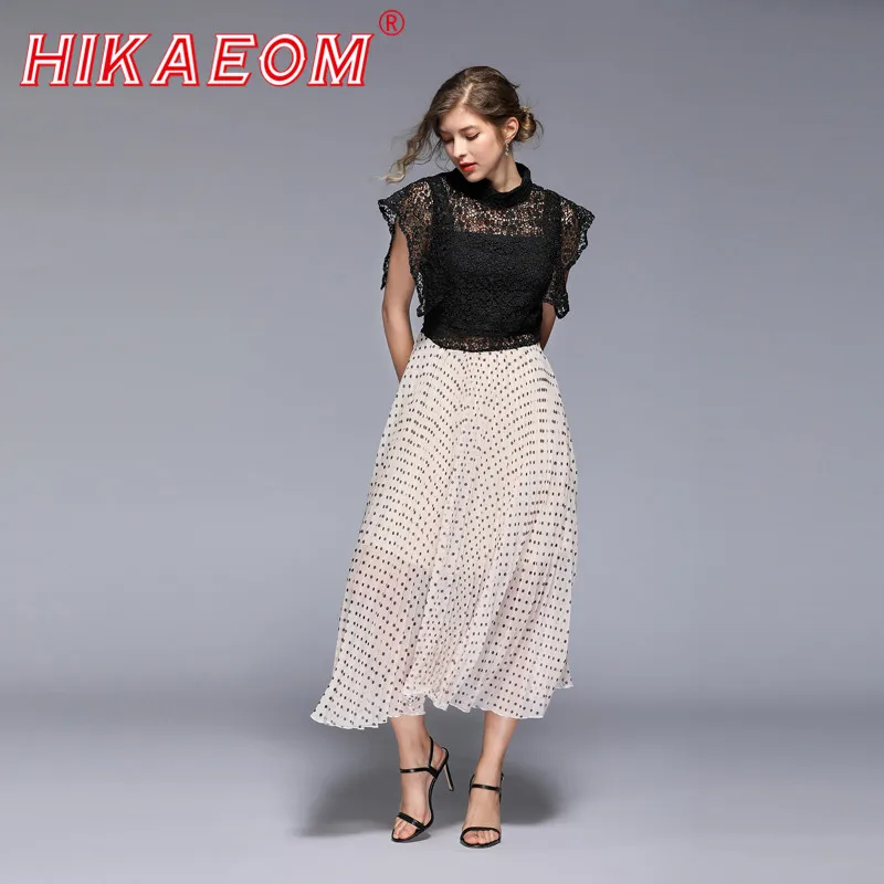 

Hot Sell Women Sexy Vestidos Party Dresses Polk Dot Beach Summer Boho Patchwork Long Hollow Out Patchwork Sundress