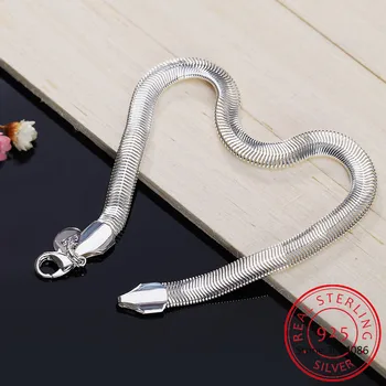 

925 Sterling Silver Jewelry And Wholesale High Quality Charming Unsex's Snake Chain Bracelet Pulseiras de Prata For Women Gift