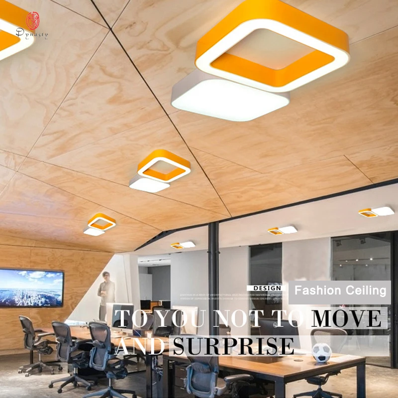 Us 176 8 15 Off Aluminum Square Ceiling Lights Design Led Colorful Hanging Light Ring Pattern Decorative Home Restaurant Club Reception Lighting In