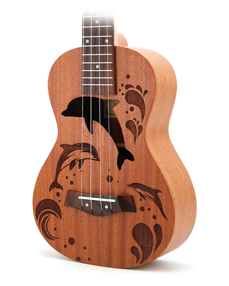 

21 inch 15 Frets Soprano Ukulele Uke 4 Nylon Strings Sapele Rosewood Guitar Dolphin Pattern Universal Acoustic Instrument