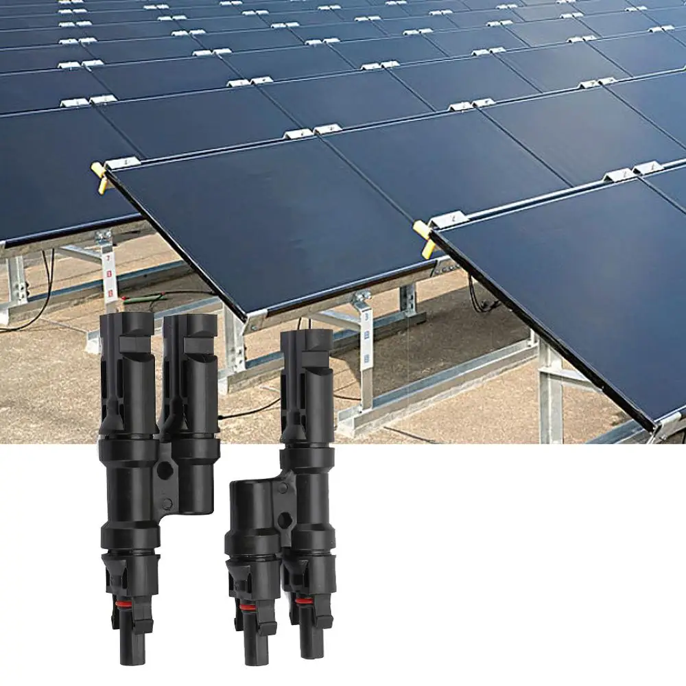 

T Type Branch Solar Panel MC4 Connector 1 Pair Solar Panel Adapter 2 in 1 Parallel Connector Cable Splitter