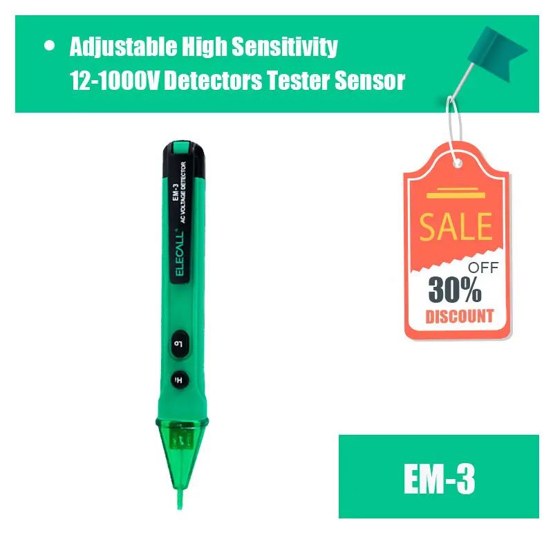 ELECALL EM 3 NonContact Adjustable Sensitivity 12 1000V AC Voltage