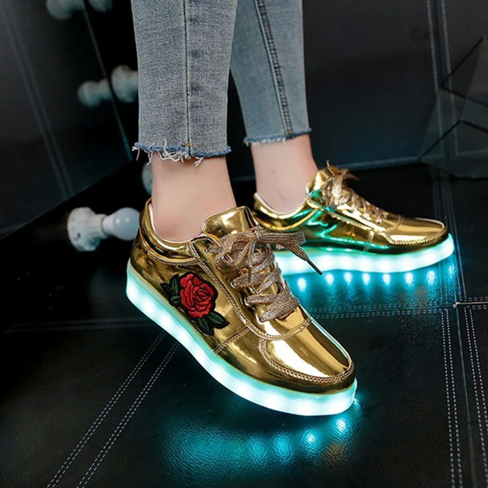 

Glowing Shoes Size 26-44 Kids Luminous Sneakers for Girls Boys Women Shoes with Light Led Shoes with Flower Glowing Sneakers