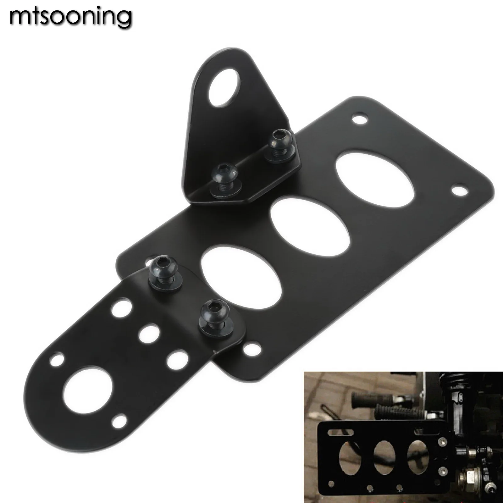 mtsooning Side Mount Motorcycle License Plate Bracket Left Side Mount