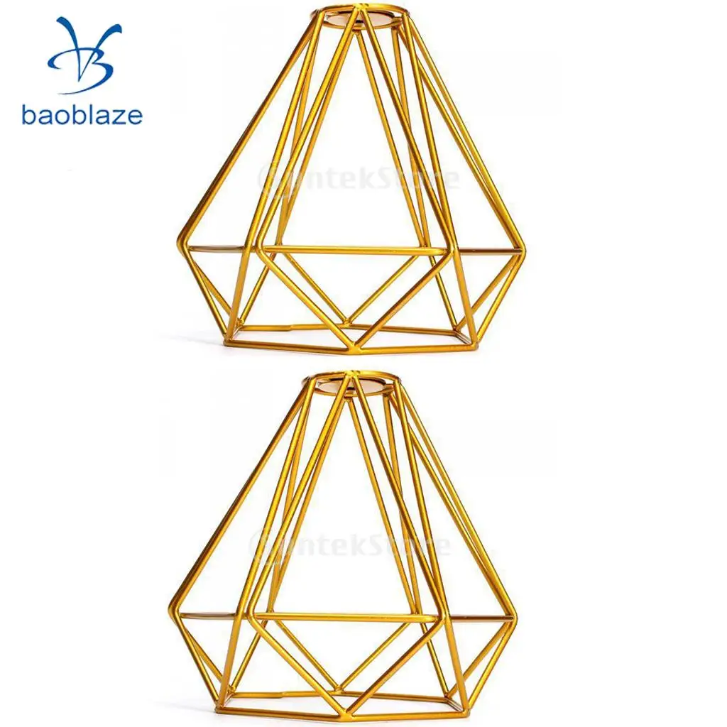 Us 20 3 22 Off Pack Of 2 Home Decorative Wire Diamond Loft Pendant Ceiling Light Cage Lamp Shade Gold In Lamp Covers Shades From Lights Lighting