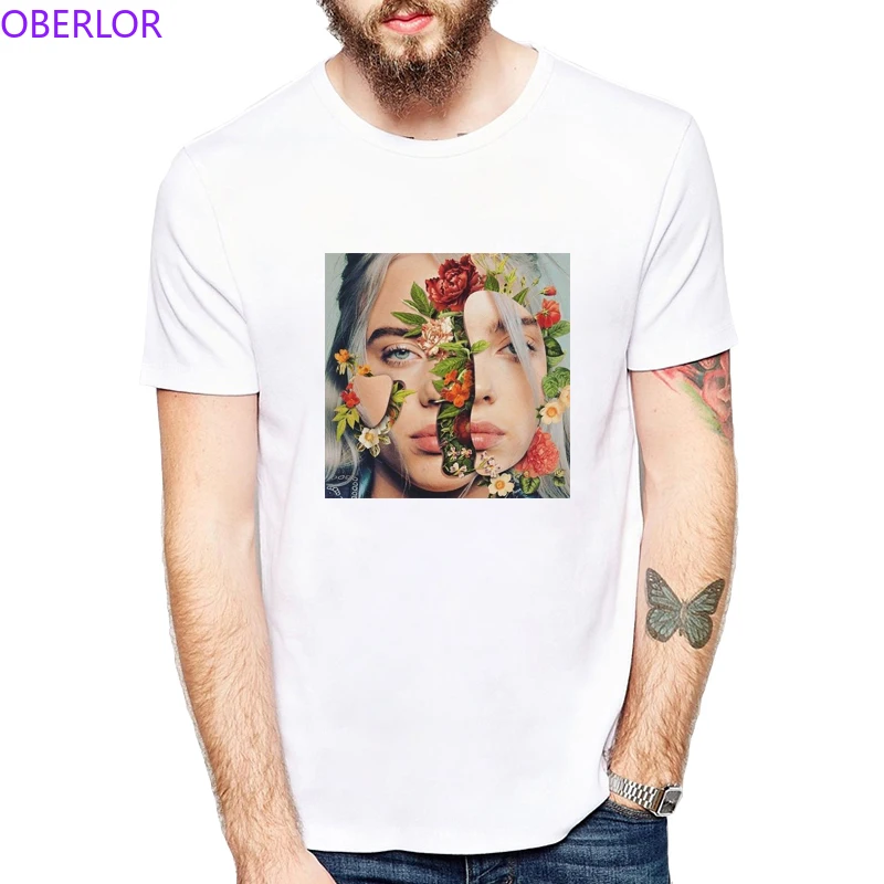 

Billie Eilish Tshirt Men Fashion Print White 100% Cotton Funny T Shirts Short Sleeve Tops Summer 2019 New Streetwear Men T-shirt