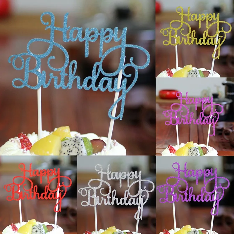 

Happy Birthday Cake Decoration Card Cake Topper Acrylic Romantic Bride Groom Cake Accessories For Wedding Party Favors