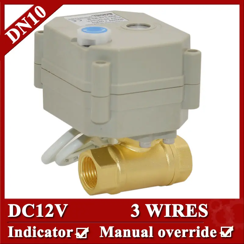 

3/8" DC12V Electric control valve 2way, DN10 motorized valve 3 wires(CR301) with indicator and manual override