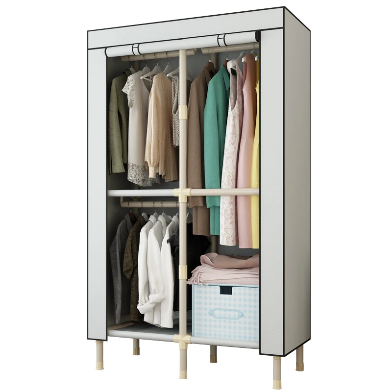 

15%,Simple single 2 layer Combination Assembly Wardrobe non-woven cloth Storage Cabinet with transparent window 190*150*50