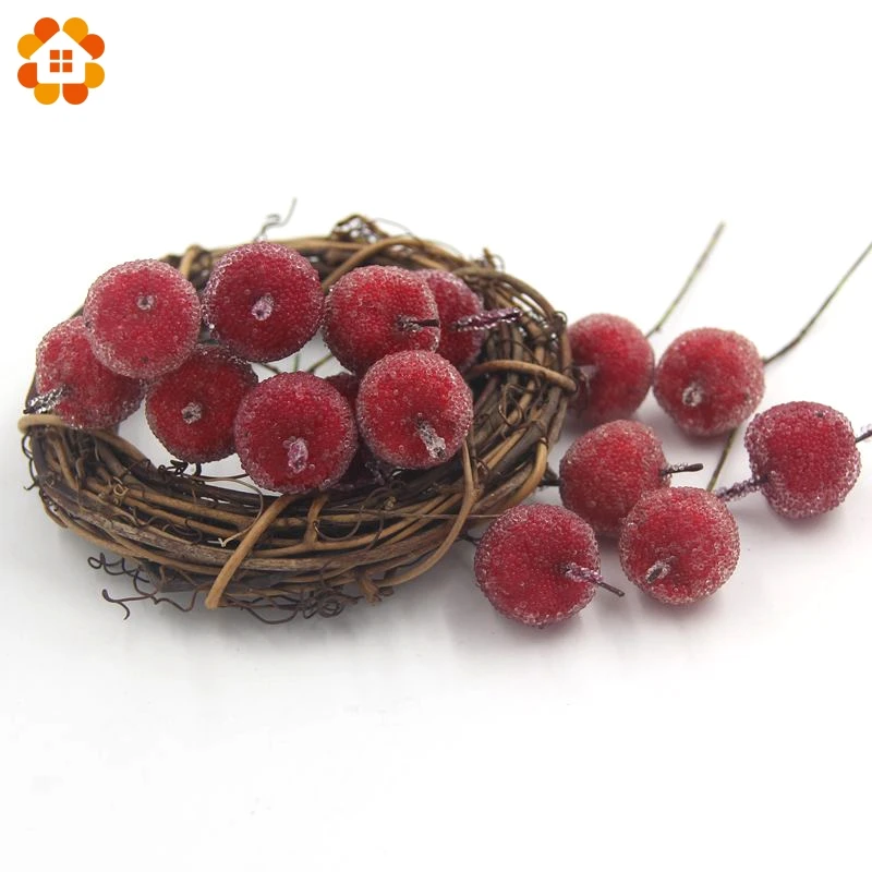 FGHK 12 Pi/èces Baies en Verre Artificiel Fruits Cerise Rouge en Plastique Fruits pour La D/écoration De Mariage /À La Maison Faux Fraise Fleur De M/ûrier