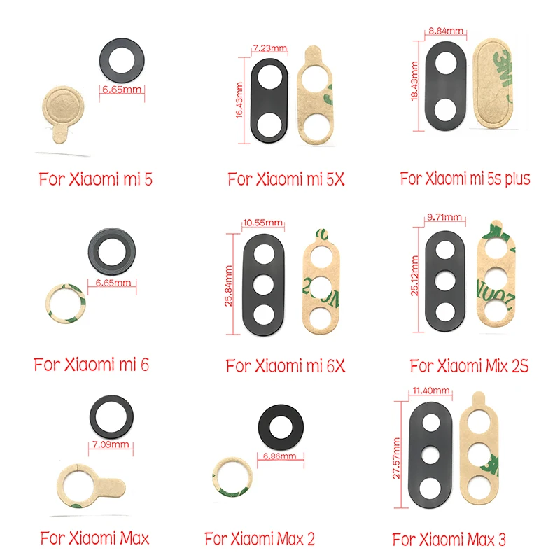 

2 pcs/lot New Rear Back Camera Glass Lens Cover For Xiaomi Mi 9 8 lite Se A1 5X A2 6X 6 5 5S Plus with Ahesive Sticker