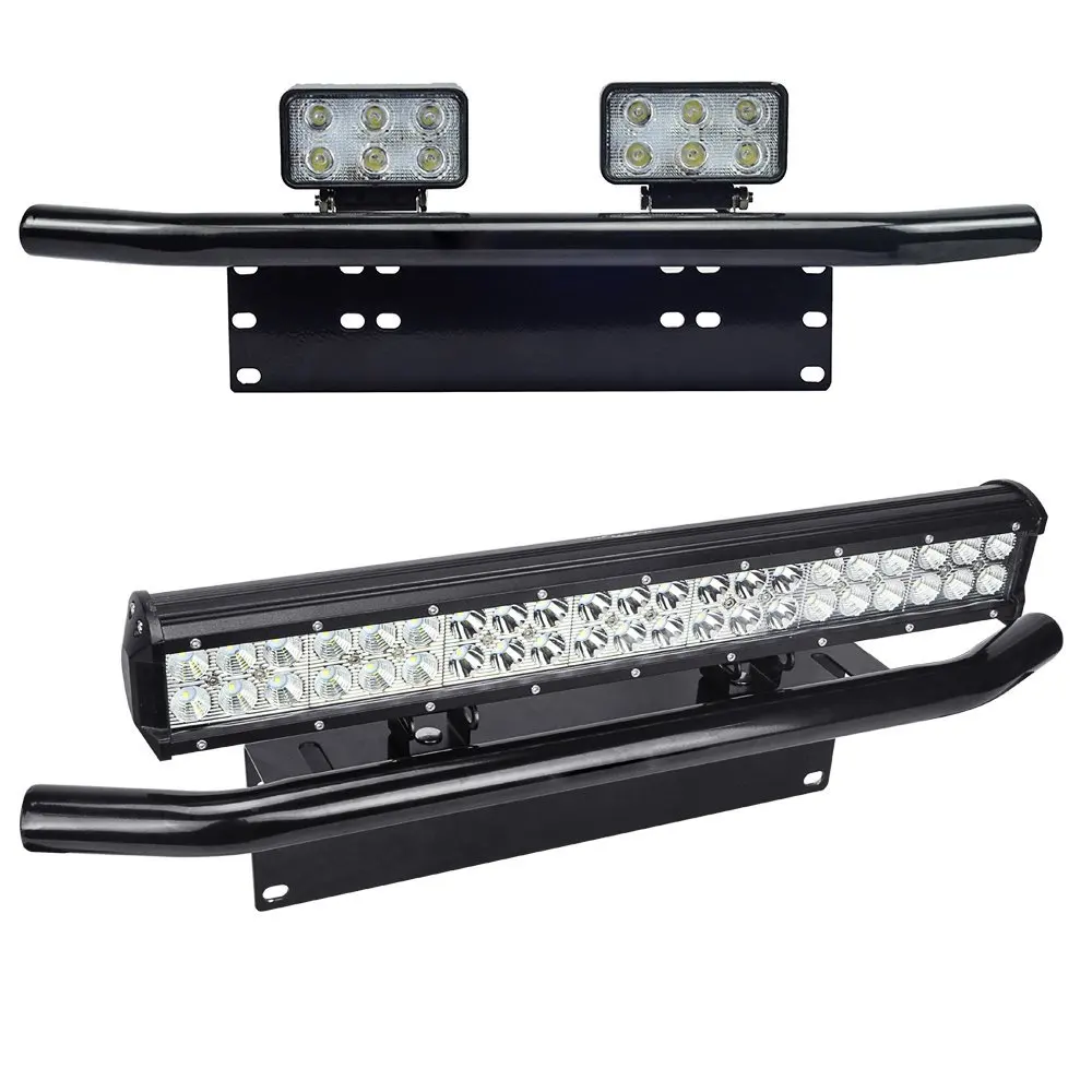 23INCH-Black-Aluminum-Bull-Bar-Front-Bumper-License-Plate-Mount-Bar-led-work-light-Light-Bar (3)