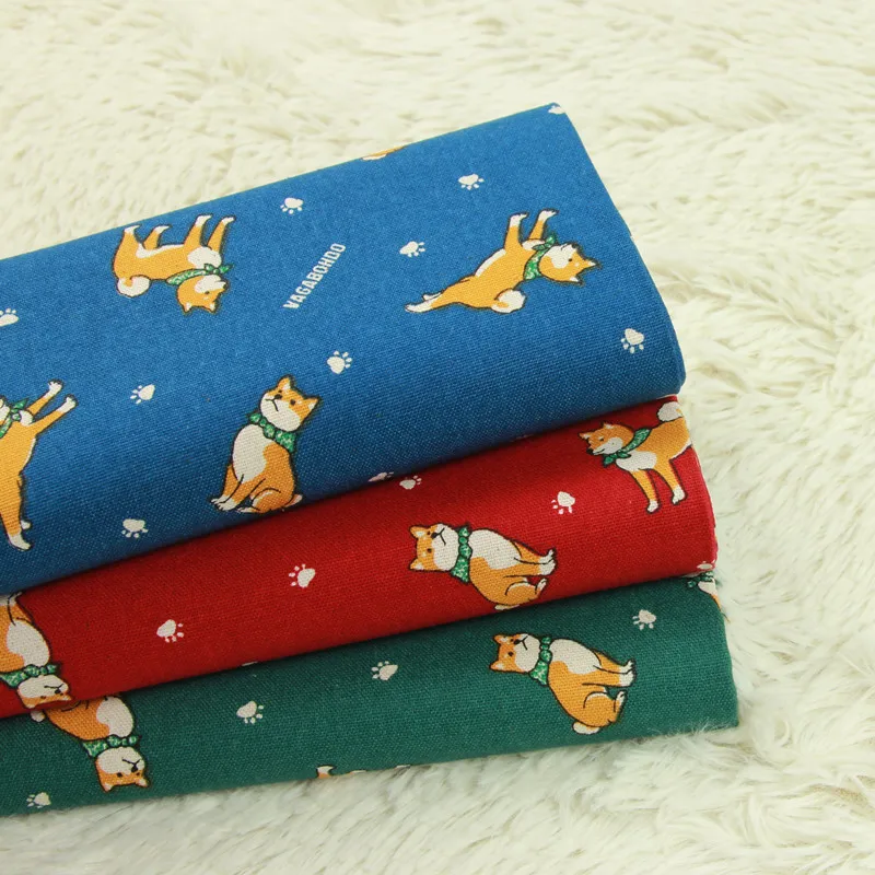 Половина двор Сгустите хлопчатобумажной ткани с принтом собаки из мультфильма хлопок ручной работы DIY рот золото посылка сумка одежды ткань B96