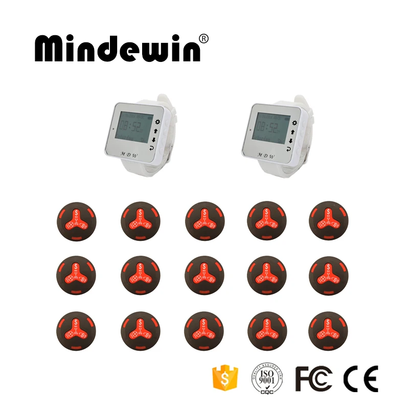 

Mindewin 2017 Fashion Design Hospital Watch Pager 2pcs Wrist Watch + 15pcs Waterproof Call Button Nurse Wireless Calling System