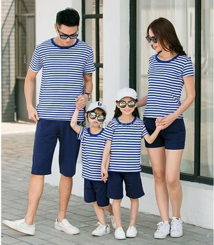 

Family Matching Clothing 1 piece Family Summer navy Beach T-shirt Birthday Outfits For Mother's Day Daughter And Father Son