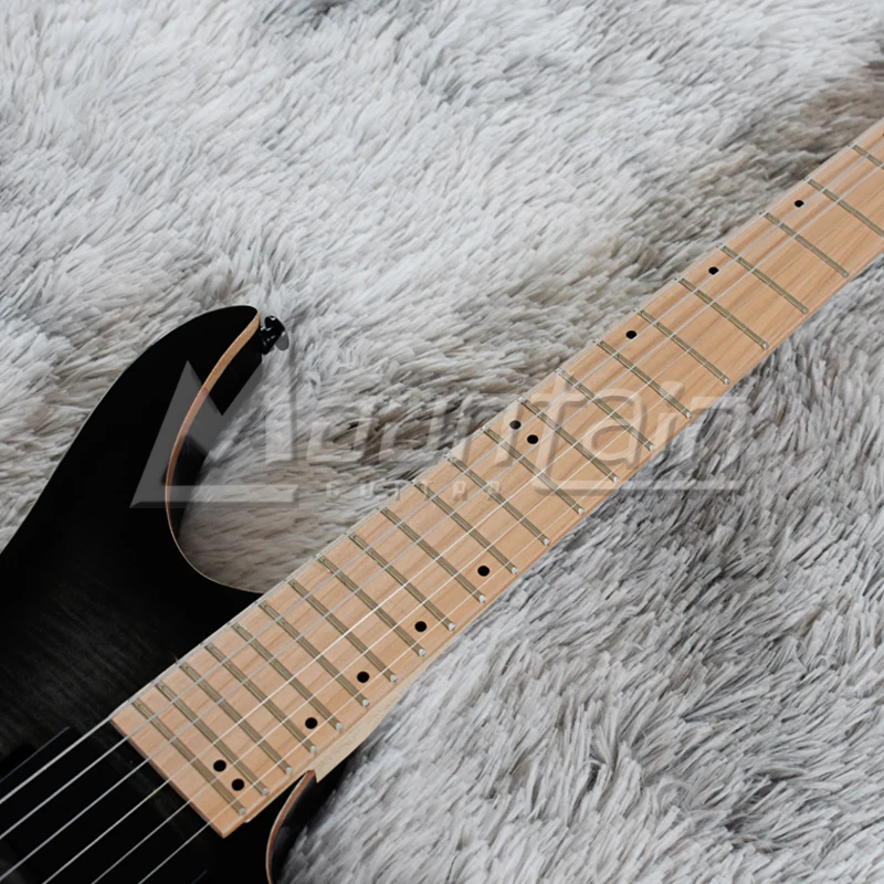 Headless guitar 6 string headless electric guitar flame maple top mahogany wood maple neck matt finish free shipping