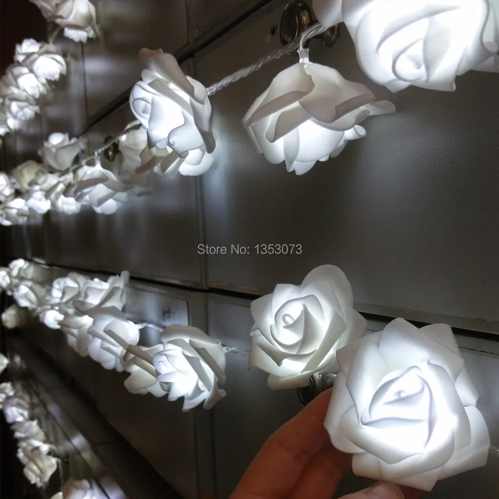 Rose Flower LED Valentines Day String Lights Colorful Rosa Christmas Festival Party Garden Bedroom lumiere - white lighting 1-4