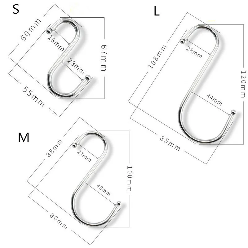 XZJJA 6 шт. металлические s-образные крючки кухонные держатели для хранения застежка органайзер для мелочей чугунные подвесные S Крючки вешалка для одежды