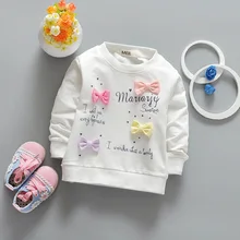 2017 New Spring Colorful Bow Baby Girls Pullover Cartoon Babies Girl Long Sleeve T-Shirt Casual Kids Tops Toddler Clothes ss102