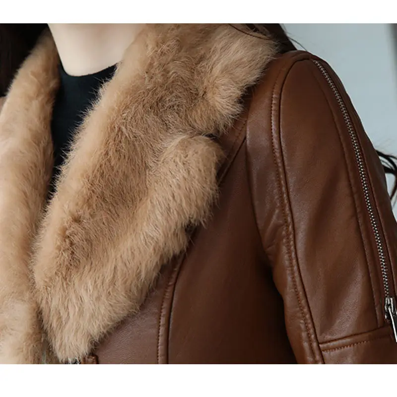 2018 Vêtements Hiver Veste En Femmes Nouveau Mince Col wine coffee Extérieur Manteau Élégant Vintage Fourrure Black Chaud De Red Cacaso Ac272 Automne Maman Cuir rZnFxr7Wp