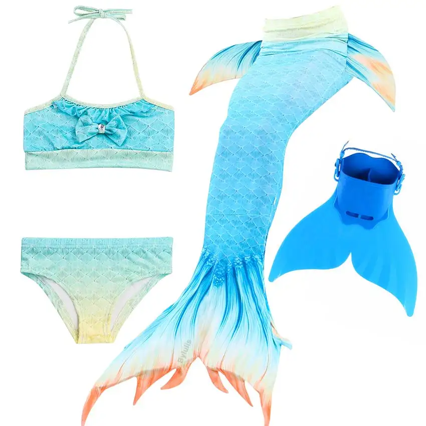 Женские детские костюмы «хвост русалки», маскарадный купальный костюм русалочки Ариэль с моноластом, хвостом, для девочек - Цвет: DH09M