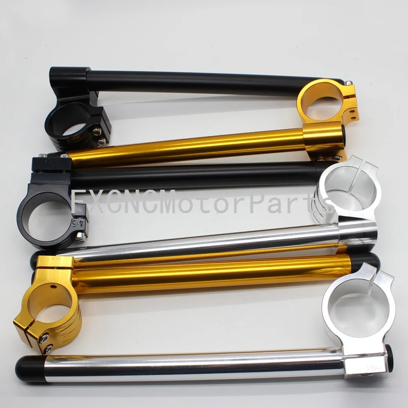 50MM Black & Silver CNC 1" Riser Clip On Higher Clipons Handlebar Forks