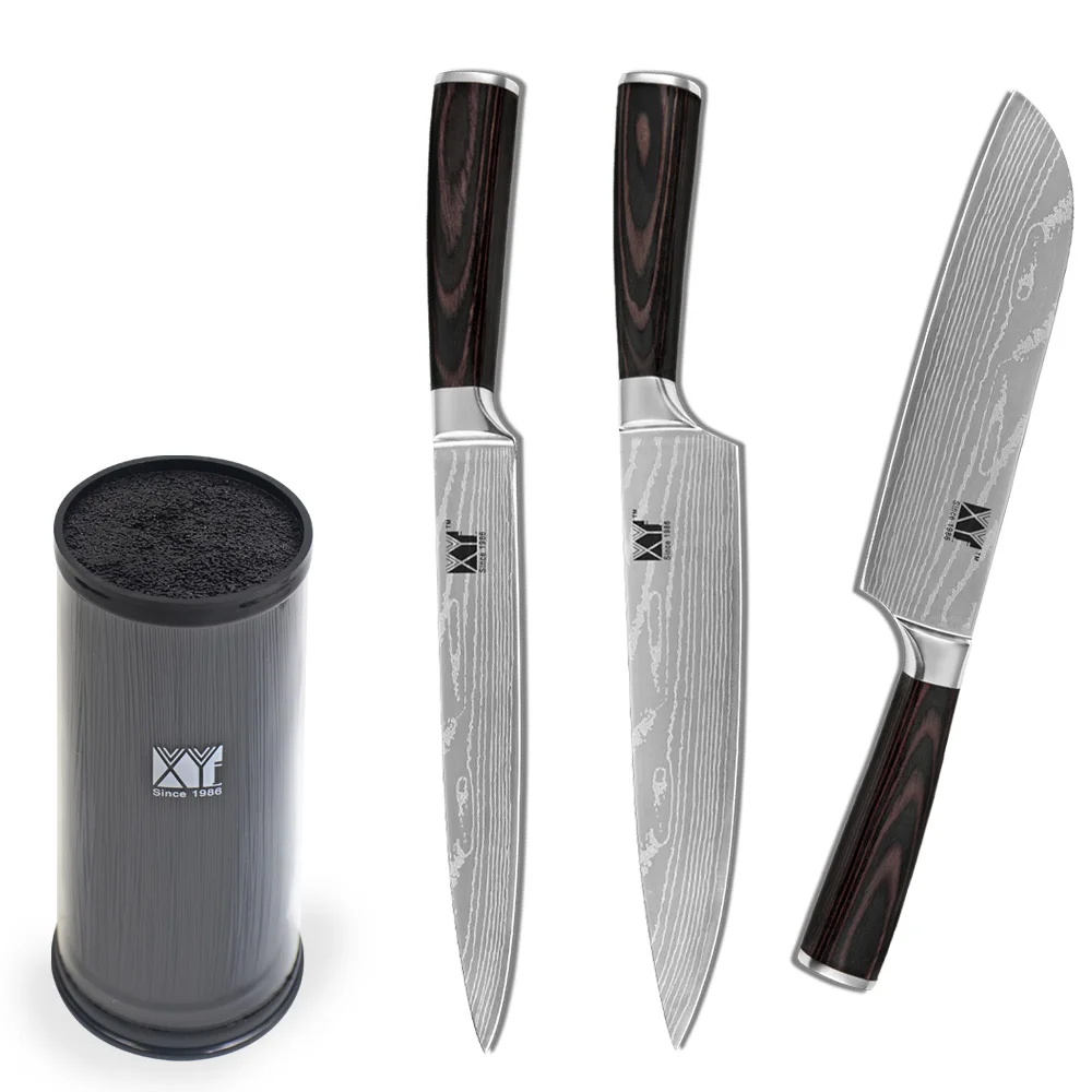 Fashion Stainless Steel Knives Set Santoku Chef Slicing Knife With 8 Inch Knife Stand High
