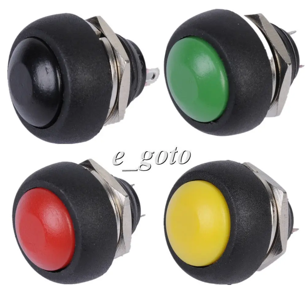 Interruttore SPST Rotondo Momentaneo ON/OFF Impermeabile Da 12 Mm 5 Pezzi Nero~p137970883