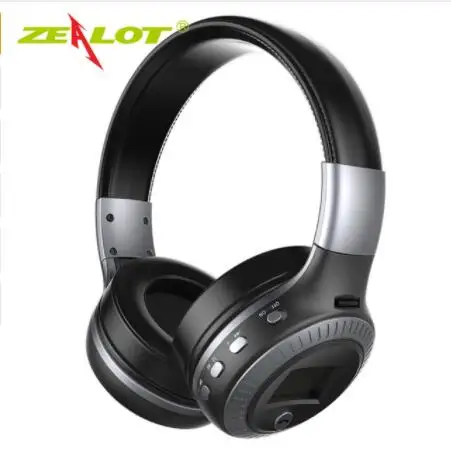 ZEALOT B19 Bluetooth наушники с микрофоном стерео Бас гарнитуры для iphone мобильный компьютер беспроводные наушники с fm-радио - Цвет: Black Grey