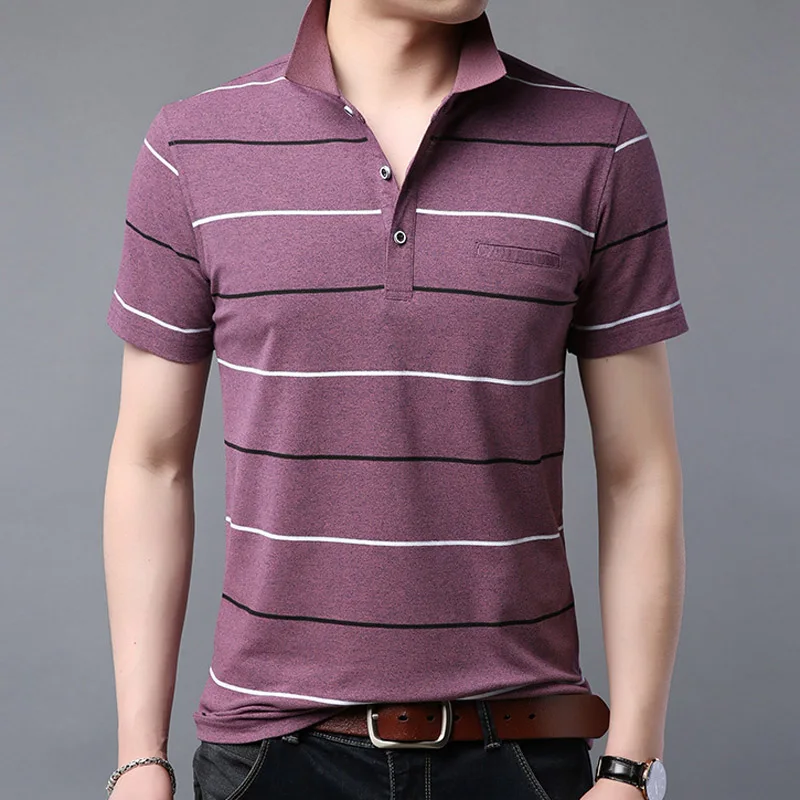Liseaven мужская рубашка-поло новое поступление для мужчин поло рубашка короткий рукав полосатый цвет рубашки