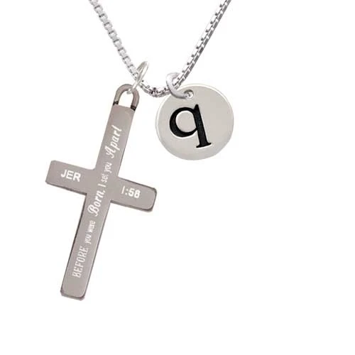 Disc 1/2'' Initial - q - - I Set You Apart - Cross Necklace (1)