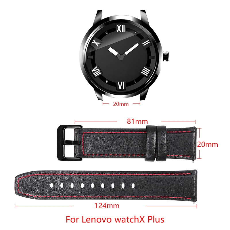 

band width 20mm Leather bracelet for Lenovo watch X plus Business replacement strap Lenovo watch 2in1 Leather /Silicone strap